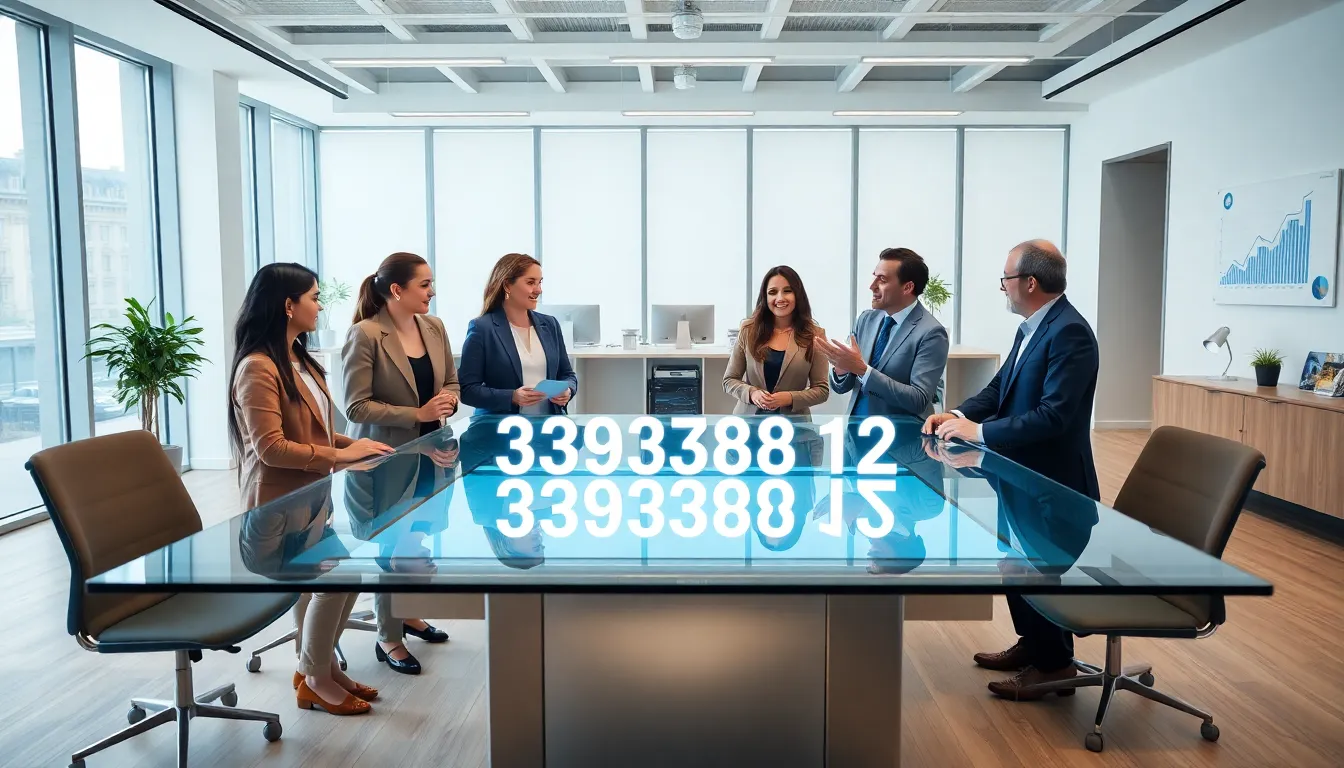 diverse team discussing a numeric sequence in a modern office.